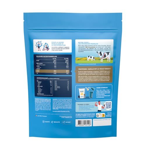 NUTRI & CO Whey Concentrate Native 900g 30 portions goût Vanille - Protéines Pures Français Low Lactose - Riche en BCAA 