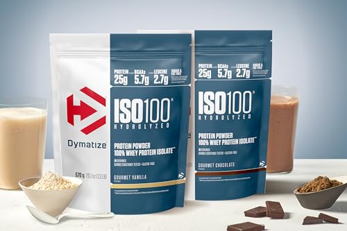 Dymatize ISO 100 Protéine de Lait Hydrolysée Vanille Gourmet 570g - Protéine Isolée de Lait pour Fitness & Musculation -