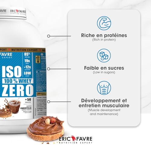 ISO WHEY ZERO 100% Pure Protéine - Eric Favre - Protéine Isolée Savoureuse - Assimilable Rapidement - Musculation - 2kg 