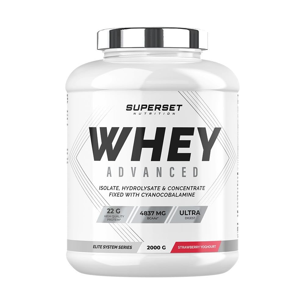 Superset Nutrition - 74% de protéines - Isolat + Concentrat + Hydrolysat, Digestion optimisée - 2kg - Riche en BCAA et G