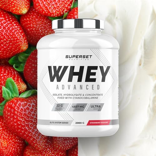 Superset Nutrition - 74% de protéines - Isolat + Concentrat + Hydrolysat, Digestion optimisée - 2kg - Riche en BCAA et G