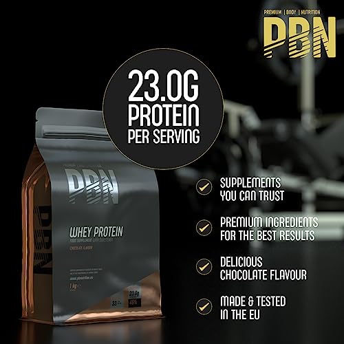 PBN - Premium Body Nutrition Protéine de Tondre en Poudre Chocolat, Pour Athlètes, Après l'Entraînement, 1kg, Protéines 