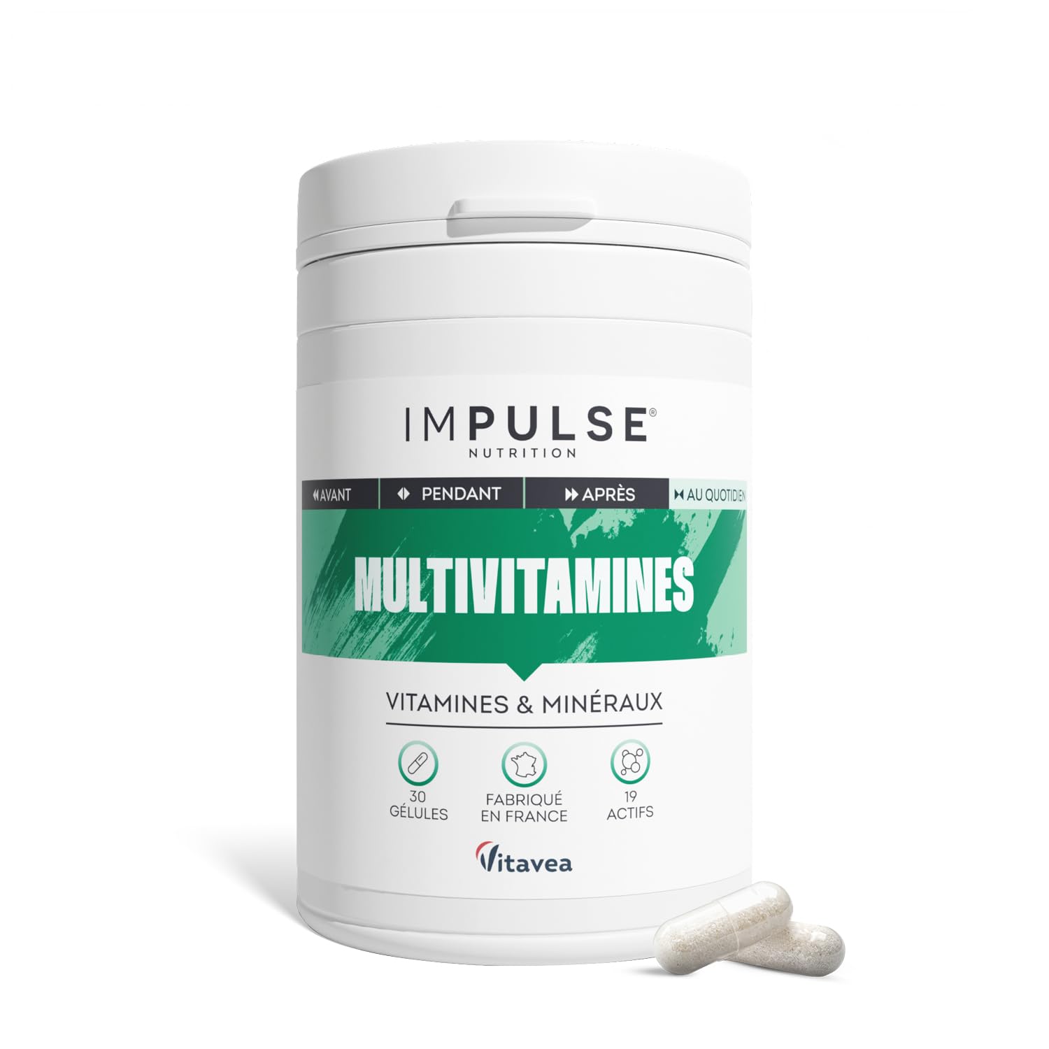 Multivitamines Impulse Nutrition - Energie, Immunité & Vitalité - Vitamines C, D, B12, B6 - Complément Alimentaire 12 Vi