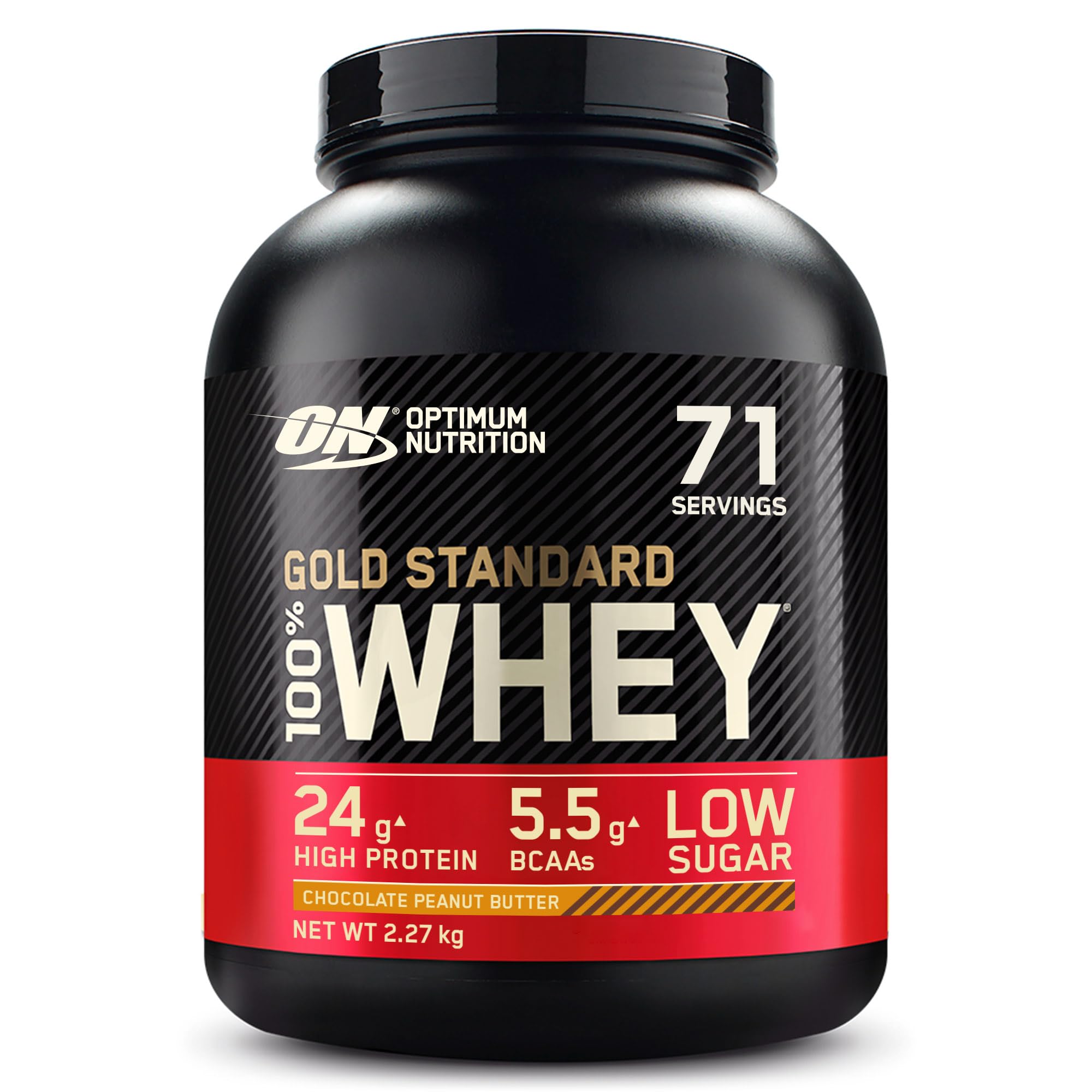 Optimum Nutrition Gold Standard 100% Whey, Protéine, Goût Chocolat et Beurre de Cacahuètes, Idéal pour Athlètes, Avant e