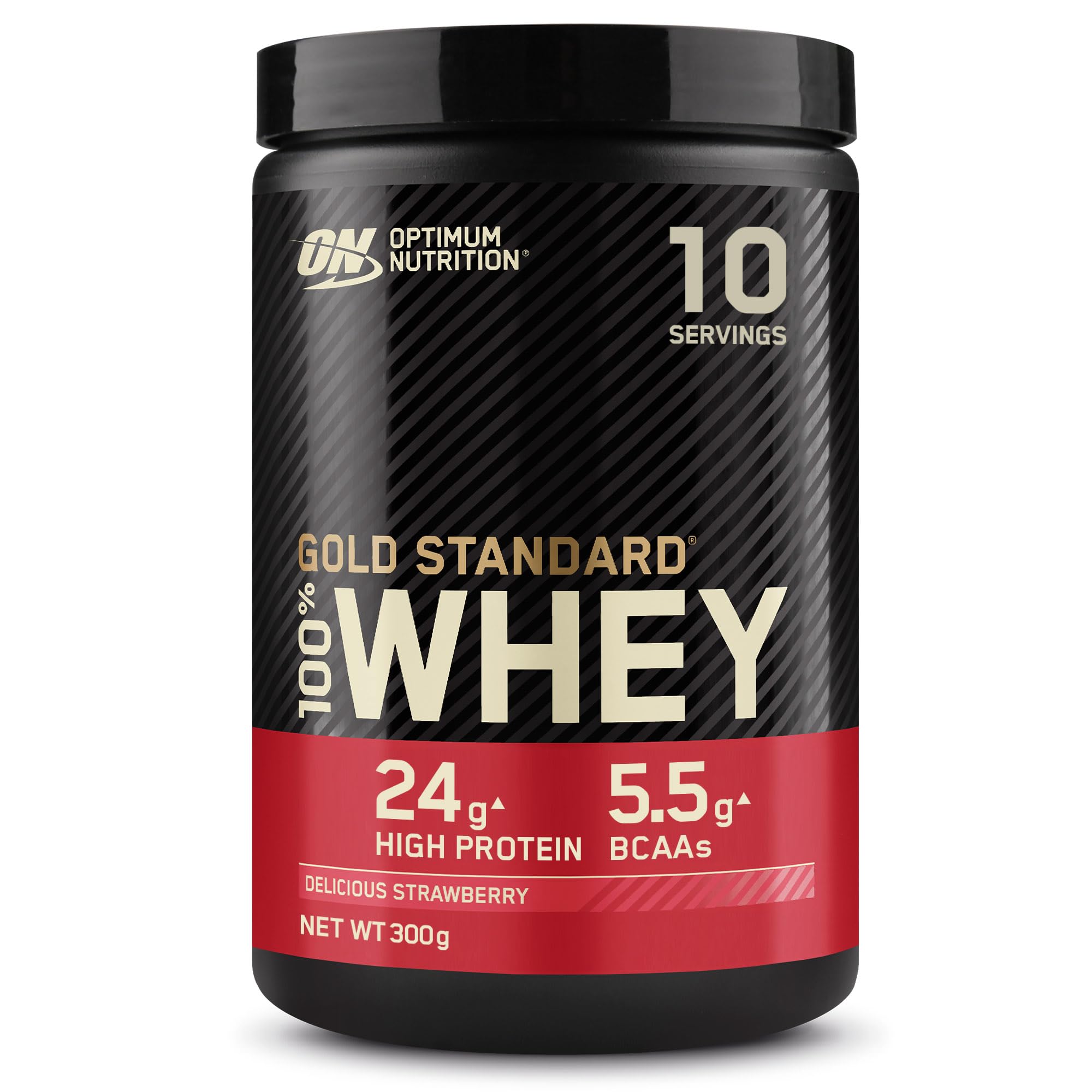 Optimum Nutrition Gold Standard 100% Whey Protéine en Poudre Goût Fraise 300g 10 Doses