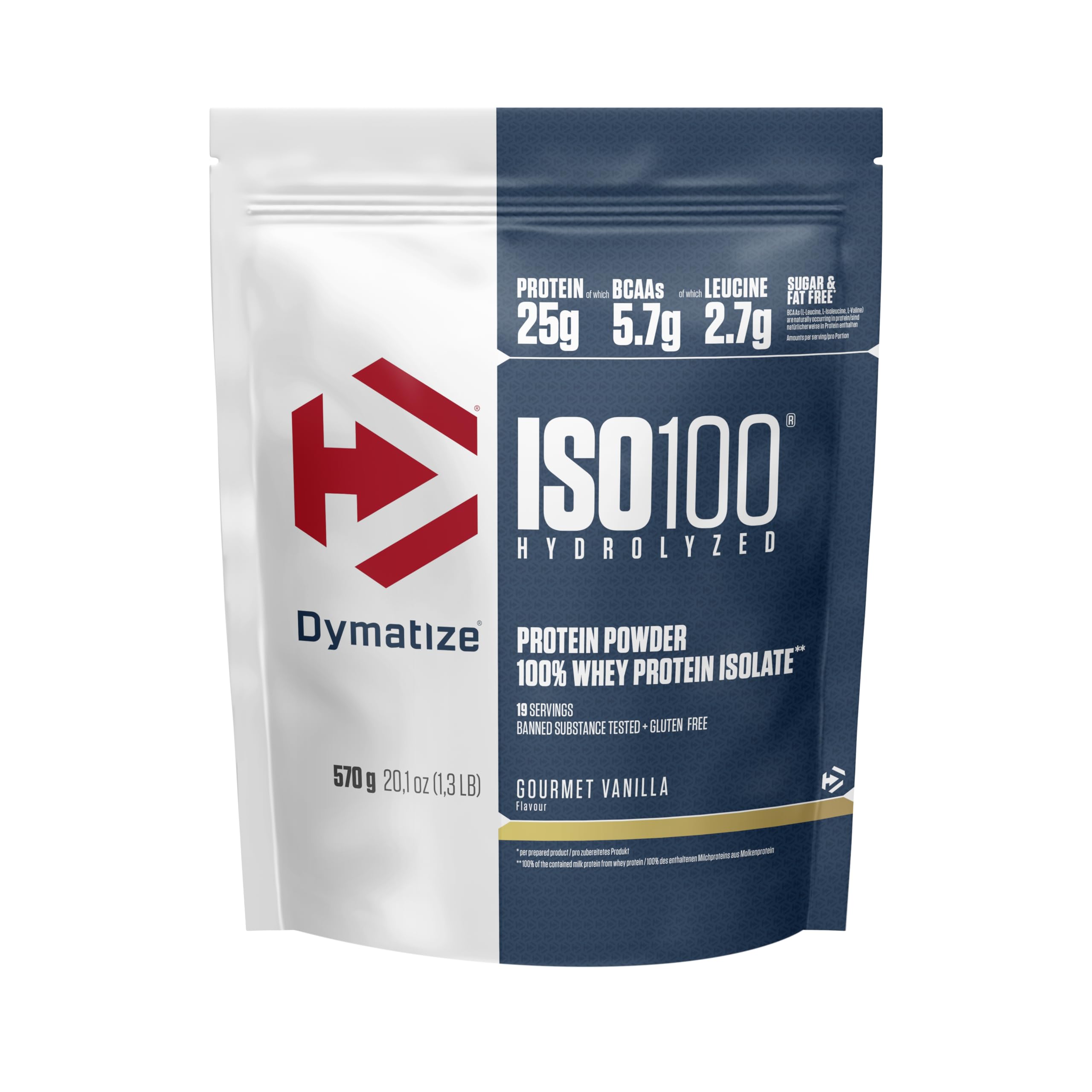 Dymatize ISO 100 Protéine de Lait Hydrolysée Vanille Gourmet 570g - Protéine Isolée de Lait pour Fitness & Musculation -