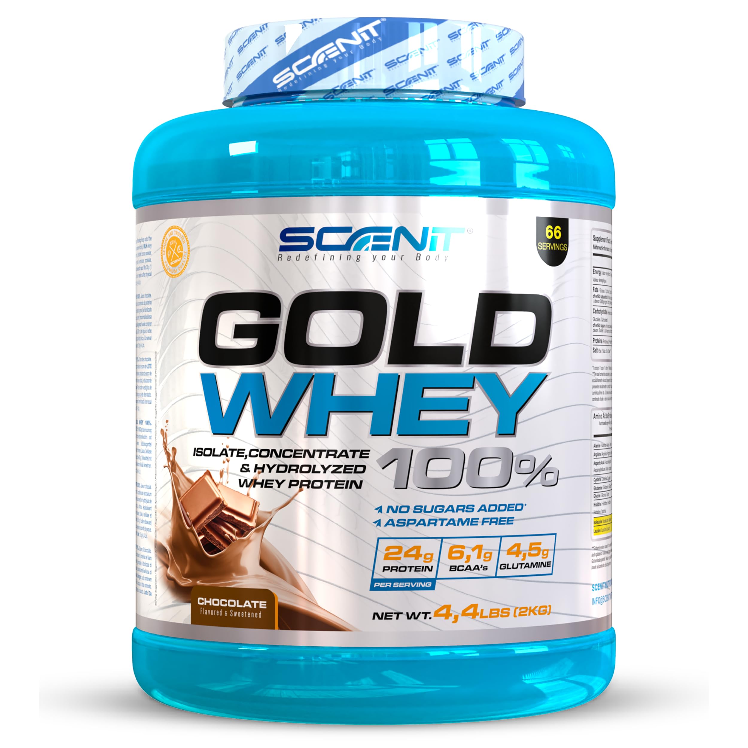 Gold Whey 100% - Protéines Whey Isolat + Concentré - Proteines Musculation 2 kg Chocolat